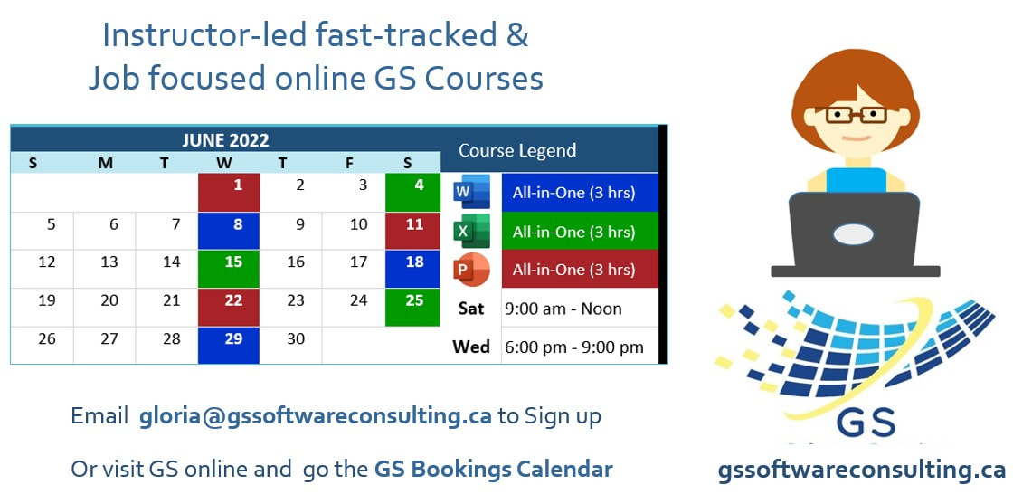Visit GS Software  Consulting.ca and Register for a Course